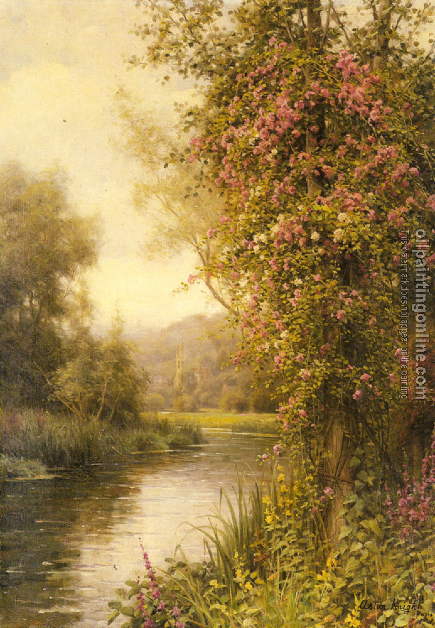 Knight, Louis Aston - A Flowering Vine along a Winding Stream with a Country Churc